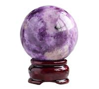 FQHIDMOMX Crystal Ball Lepidolite Quartz Sphere Purple Mica Stones with Wooden Base for Home Work Decor Astrology Gift Collections,40mm