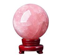 FQHIDMOMX Crystal Ball Quartz Gemstone with Wooden Stand for, Divination Sphere, Home Decoration, Fengshui,Witch Decor,and Halloween,110mm