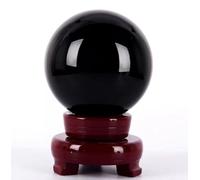 FQHIDMOMX Crystal Ball Sphere with Stand,Black Magic Obsidian,Polished Carved Stone for Office Desk Top Home Decor Feng Shui,10cm/3.9in