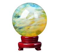 FQHIDMOMX Crystal Ball Yellow Smelt Quartz Sphere Polished Divination with Base for,Fengshui, Home Decoration,120mm