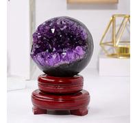 FQHIDMOMX Crystal Divnation Sphere Amethyst Druzy Geode Ball Gemstone Stone Figurine for Home Office Decoration,6.5~7cm