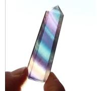 FQHIDMOMX Crystal Fluorite Column Colorful Single Tip Hex Prism Stone Decoration Polishing (Size : 3-4cm)