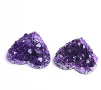 FQHIDMOMX Crystal Heart Amethyst Cluster Rock Raw Stone Geode for Gemstone Figurine Home Decor,6-7cm
