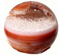 FQHIDMOMX Crystal Red Twisted Agate Geode Ball Raw Stone Polished Home Decoration Ornaments,for Room Office Decor Luck 5-6Cm,60mm