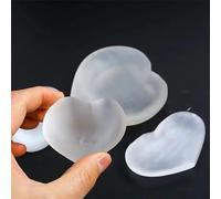 FQHIDMOMX Cuenco de Cristal selenita Blanca Pulida, Tallado a Mano, con Forma corazón, 120 a 160 g