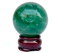 FQHIDMOMX Decorative Green Fluorite Crystal Ball Figurines Quartz Magic Stone Sphere Home Office Decor Scrying Gift with Stand,100mm