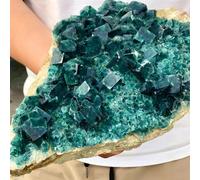 FQHIDMOMX Decorative Ornaments Green Cubic Fluorite Crystal Cluster Sample (Size : 200-250g)