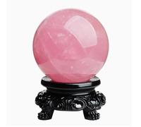 FQHIDMOMX Decorative Rose Quartz Crystal Ball, Stone Sphere with Stand, for Home Decor Feng Shui,6cm