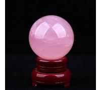 FQHIDMOMX Decorative Rose Quartz Crystal Stone Ball Figurines Ornament Rock Sphere Home Office Decor Gift Prop with Stand,14cm