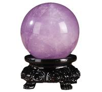 FQHIDMOMX Dream Amethyst Crystal Quartz Sphere with Wood Stand Stone Ball Divination, ball-60mm