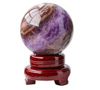 FQHIDMOMX Dream Amethyst Crystal Quartz Sphere with Wood Stand Stone Ball Divination, Ball-9~9.5cm