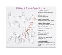 FQHIDMOMX Eight Brocades Qi Gong Mind Body Balance Exercise Poster Canvas Painting Wall-Art for Home Office Gym Decor(Unframed,08x12inch(20x30cm))