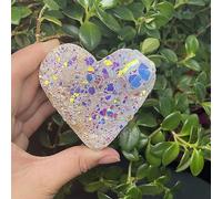 FQHIDMOMX Electroplated Point Shiny Heart Shape Crystals Cluster Art Decor Angel Aura Clear Magic Quartz Jewelry Ornaments (Size : 80-90g)