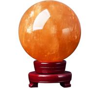 FQHIDMOMX Feng Shui Citrine Crystal Sphere Ball, Transparent Quartz with Holder for Home Decor Housewarming and Festive Display,40mm