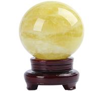 FQHIDMOMX Feng Shui Citrine Crystal Sphere Ball Transparent Quartz with Holder for Wealth 50-200mm for Divination,160mm
