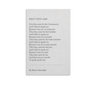 FQHIDMOMX First They Came Martin Niemoller Quote Print - Holocaust Memorial Poem, WWII History Inspirational Wall-Art for Home Library Study(Framed,16x24inch(40x60cm))