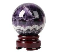 FQHIDMOMX Gemstone Ball Amethyst Crystal with Wood Stand,Polished Fengshui Sphere for Decoration, 8cm/3.1in