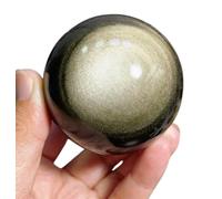 FQHIDMOMX Gold Obsidian Crystal Ball,Scrying Feng Shui Stone Sphere Sculpture Quartz Rock Collection Home Decor Table Craft,8~9cm