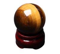 FQHIDMOMX Golden Tiger Eye Decorative Balls Crystal Ball Divination Sphere with Wood Stand Gemstone Large Round Feng Shui,10cm/3.9in
