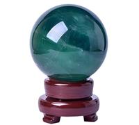 FQHIDMOMX Green Fluorite Crystal Sphere Ball Polished Gemstone Sculpture Figurine with Stand,for,Divination,Home Decoration,9cm