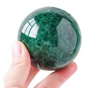 FQHIDMOMX Green Strawberry Crystal Ball Desktop Decoration with Wooden Stand Polished Stone Sphere for Divination Feng Shui Home Office Display,50~55mm