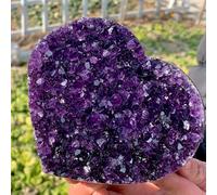FQHIDMOMX Heart Shaped Amethyst Gemstone Quartz Cluster Crystal Home Decor(100-150g)