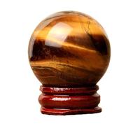 FQHIDMOMX Home Decor Collectible Tiger's Eye Gemstone Sphere with Stand, Crystals Ball Divination for Feng Shui, 9cm/3.54in