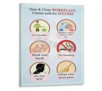 FQHIDMOMX Hygiene Guidelines Poster Public Places Cleanliness Rules Educational Canvas Wall-Art for Office Restroom(Framed,08x12inch(20x30cm))