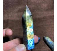 FQHIDMOMX Labradorite Quartz Hexagonal Prism Obelisk Crystal Column Wand Stone Gift Home Decor(7-8cm)