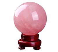 FQHIDMOMX Large Quartz Crystal Ball with Stand, Rose Gemstone Sphere,Polished Stone Sculpture Figurine for Witchcraft,Scrying,Decorative,60mm/2.4in
