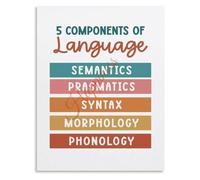 FQHIDMOMX Linguistics Poster 5 Components of Language Structure Education Decor Canvas Home Living Room Bedroom(Framed,12x18inch(30x45cm))
