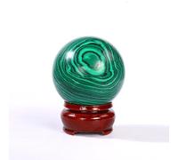 FQHIDMOMX Malachite Crystal Sphere Gemstone Ball Sculpture Figurine with Wooden Stand for Divination Home Decoration 1kg