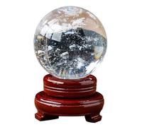 FQHIDMOMX Melting Clear Quartz Crystal Sphere|White Ball with Stand |Polished | FengShui Decoration Ornaments|Home Decor Gift,6cm/2.4in