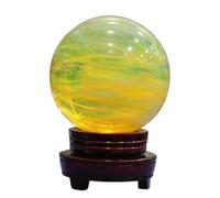 FQHIDMOMX Melting Yellow Quartz Stone Sphere Ball with Stand Gemstone Sculpture Figurine for fengshui Divination Home Decoration Photography Crystal,3.14"(8cm)