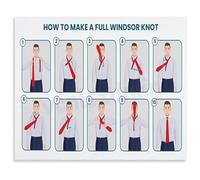 FQHIDMOMX Necktie Knots Tutorial Poster Canvas Wall-Art How To Tie A Tie Step by Step Guide for Men's Dressing Room Office(Framed,08x12inch(20x30cm))