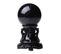 FQHIDMOMX Obsidian Crystal Ball, Black Sphere with Wooden Stand Polished Stone Decor & Scrying Orb for & Feng Shui Home,50mm