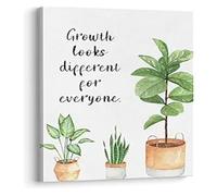 FQHIDMOMX Potted Plant Growth Mindset Poster, Growth Looks Different for Everyone Mental Health Wall-Art for Office(Framed,08x12inch(20x30cm))