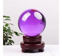 FQHIDMOMX Purple Clear Crystal Ball with Stand, Divnation Sphere,Glass Magic for Gifts Family Decorative, Home Office Decor,80mm/3.14in