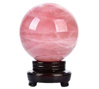 FQHIDMOMX Quartz Crystal Ball Decorative Stone Sphere Sculpture Figurine Rose Ornament for Home, Bedroom, Office Decor,7cm