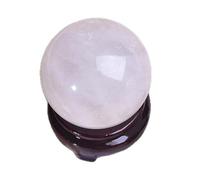FQHIDMOMX Quartz Sphere White Crystal Ball with Wooden Base Feng Shui Gemstone Sculpture Figurine Ornaments for Witchcraft and Decorative Balls,12cm