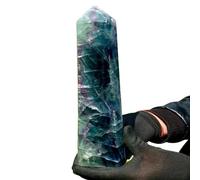 FQHIDMOMX Rainbow Fluorite Column Crystal Quartz Home Office Decoration Decor(Size:400-450g)