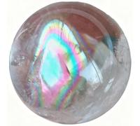 FQHIDMOMX Rainbow Fluorite Gemstone Sphere Crystal Quartz Ball White with Light Sculpture Figurine Fengshui Decor for Divination,70mm