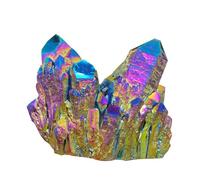 FQHIDMOMX Rainbow Titanium Coated Crystal Cluster Quartz Stone Geode Home Decoration Gemstone,100g