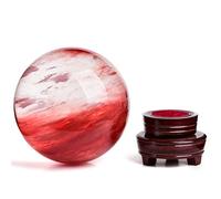 FQHIDMOMX Red Crystal Ball Smelting Stone| Obsidian with Stand,Quartz Sphere Sculpture Figurine| Home Decoration Photography Ornaments,70mm/2.75in