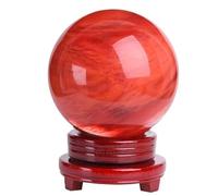 FQHIDMOMX Red Crystal Ball with Stand Minerals Quartz Gemstone for, Divination Sphere Home Decoration, Fengshui,4.7"(12cm)