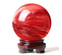 FQHIDMOMX Red Crystal Ball with Stand Smelting Quartz Gemstone Sphere for Feng Shui Divination Home Decoration Gift,1.2in(3cm)