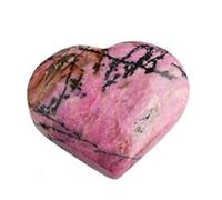 FQHIDMOMX Rhodonite Crystal Heart Palm Stone, Shaped Love Polished Carving Crystals for Balancing Home Decoration,5~6cm