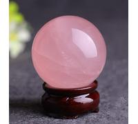 FQHIDMOMX Rose Quartz Sphere Ball, Crystal with Wood Stand,Large Crystals Sculpture for, Home Decoration,60mm/2.4in