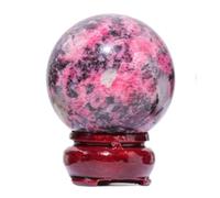 FQHIDMOMX Rose Tourmaline Quartz Sphere,Crystal Ball Ornaments with Stand, Feng Shui Decoration Small Accent Orbs for Home Decor,9cm