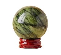 FQHIDMOMX Serpentine Jade Crystal Ball with Stand, Polished Stone Sphere Sculpture Figurine for Christmas Halloween Display Home Decor,50~60mm